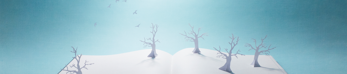 Tree illustration inside a book. 